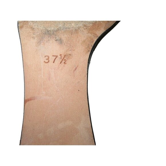 Escada Vintage Black & White Italian Leather Kitten Heel Cap Toe Pumps 37.5 7.5 - Picture 7 of 8